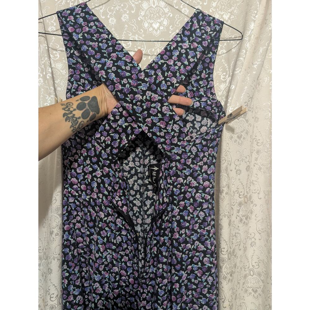 Vintage 90s Ditsy Floral Sleeveless Maxi Dress Size 11/12 - Picture 3 of 7
